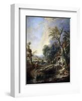 Landscape with a Hermit, 1742-François Boucher-Framed Giclee Print