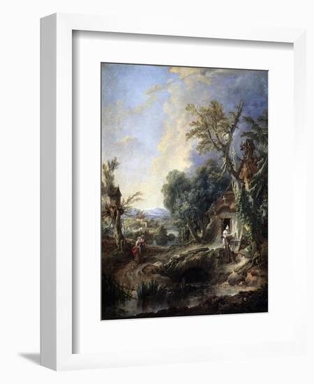 Landscape with a Hermit, 1742-François Boucher-Framed Giclee Print