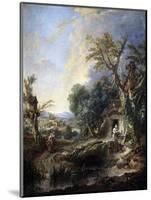 Landscape with a Hermit, 1742-François Boucher-Mounted Giclee Print