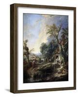 Landscape with a Hermit, 1742-François Boucher-Framed Giclee Print