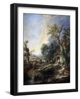 Landscape with a Hermit, 1742-François Boucher-Framed Giclee Print