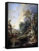 Landscape with a Hermit, 1742-François Boucher-Framed Stretched Canvas