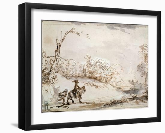 Landscape with a Horseman, 1648-1650-Rembrandt van Rijn-Framed Giclee Print