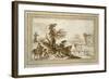 Landscape with a Horseman and a Bridge (Pen and Wash in Brown Ink with Some Black Chalk on Off-Whit-Guercino-Framed Giclee Print