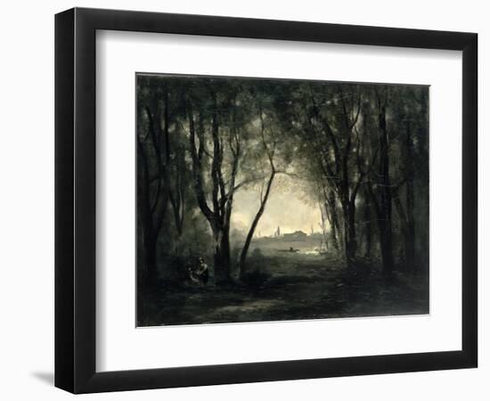 Landscape with a Lake, 1860-73-Jean-Baptiste-Camille Corot-Framed Giclee Print