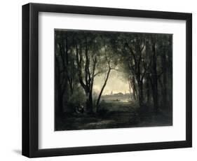 Landscape with a Lake, 1860-73-Jean-Baptiste-Camille Corot-Framed Giclee Print