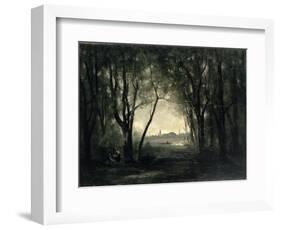 Landscape with a Lake, 1860-73-Jean-Baptiste-Camille Corot-Framed Giclee Print