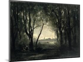 Landscape with a Lake, 1860-73-Jean-Baptiste-Camille Corot-Mounted Giclee Print