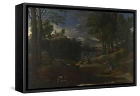 Landscape with a Man Killed by a Snake, 1648-Nicolas Poussin-Framed Stretched Canvas
