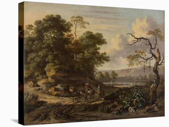 Landscape with a Man Riding a Donkey-Jan Wijnants-Stretched Canvas