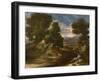 Landscape with a Man Scooping Water from a Stream, C.1637 (Oil on Canvas)-Nicolas Poussin-Framed Giclee Print