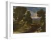 Landscape with a Man Scooping Water from a Stream, Ca 1637-Nicolas Poussin-Framed Giclee Print