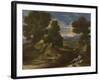 Landscape with a Man Scooping Water from a Stream, Ca 1637-Nicolas Poussin-Framed Giclee Print