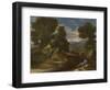 Landscape with a Man Scooping Water from a Stream, Ca 1637-Nicolas Poussin-Framed Giclee Print