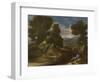 Landscape with a Man Scooping Water from a Stream, Ca 1637-Nicolas Poussin-Framed Giclee Print