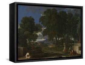 Landscape with a Man Washing His Feet at a Fountain, 1648-Nicolas Poussin-Framed Stretched Canvas