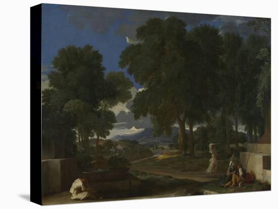 Landscape with a Man Washing His Feet at a Fountain, 1648-Nicolas Poussin-Stretched Canvas