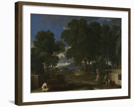 Landscape with a Man Washing His Feet at a Fountain, 1648-Nicolas Poussin-Framed Giclee Print