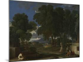Landscape with a Man Washing His Feet at a Fountain, 1648-Nicolas Poussin-Mounted Giclee Print