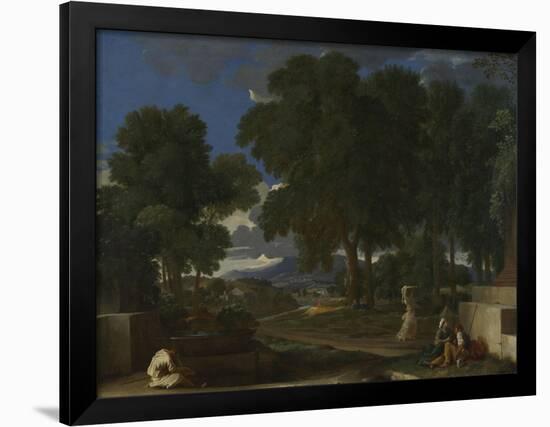 Landscape with a Man Washing His Feet at a Fountain, 1648-Nicolas Poussin-Framed Giclee Print