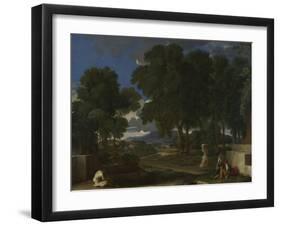 Landscape with a Man Washing His Feet at a Fountain, 1648-Nicolas Poussin-Framed Giclee Print
