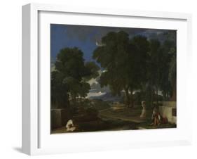 Landscape with a Man Washing His Feet at a Fountain, 1648-Nicolas Poussin-Framed Giclee Print