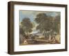 Landscape with a Man Washing His Feet at a Fountain-David Cox-Framed Giclee Print