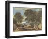 Landscape with a Man Washing His Feet at a Fountain-David Cox-Framed Giclee Print