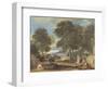 Landscape with a Man Washing His Feet at a Fountain-David Cox-Framed Giclee Print