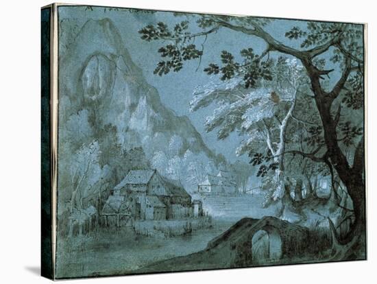 Landscape with a Mill by a Mountain Lake, C1610-C1620S-Adriaen van Stalbemt-Stretched Canvas