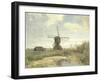 Landscape with a Mill Near the Water in the Foreground Left a Man with a Fishing Rod in a Shed-Paul Joseph Constantin Gabriel-Framed Art Print