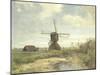 Landscape with a Mill Near the Water in the Foreground Left a Man with a Fishing Rod in a Shed-Paul Joseph Constantin Gabriel-Mounted Art Print