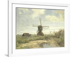 Landscape with a Mill Near the Water in the Foreground Left a Man with a Fishing Rod in a Shed-Paul Joseph Constantin Gabriel-Framed Art Print