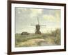 Landscape with a Mill Near the Water in the Foreground Left a Man with a Fishing Rod in a Shed-Paul Joseph Constantin Gabriel-Framed Art Print