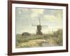 Landscape with a Mill Near the Water in the Foreground Left a Man with a Fishing Rod in a Shed-Paul Joseph Constantin Gabriel-Framed Art Print