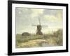 Landscape with a Mill Near the Water in the Foreground Left a Man with a Fishing Rod in a Shed-Paul Joseph Constantin Gabriel-Framed Art Print