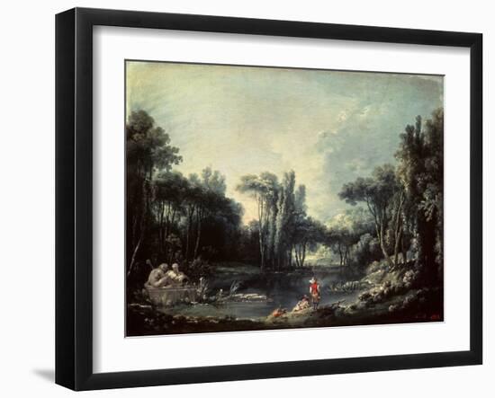 Landscape with a Pond, 1746-François Boucher-Framed Giclee Print