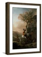 Landscape with a Resting Horseman in Front of a Tavern, 17Th Century (Oil on Panel)-Philips Wouwermans Or Wouwerman-Framed Giclee Print