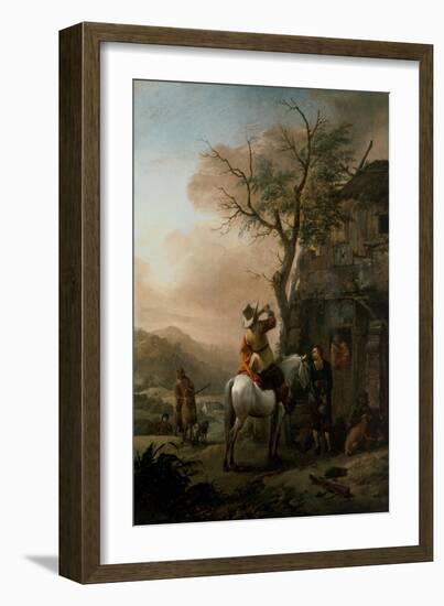 Landscape with a Resting Horseman in Front of a Tavern, 17Th Century (Oil on Panel)-Philips Wouwermans Or Wouwerman-Framed Giclee Print