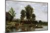 Landscape with a River, 19th Century-Jean-Baptiste-Camille Corot-Mounted Giclee Print