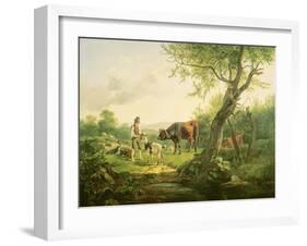 Landscape with a Shepherd, 1826-Friedrich Gauermann-Framed Giclee Print