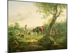 Landscape with a Shepherd, 1826-Friedrich Gauermann-Mounted Giclee Print