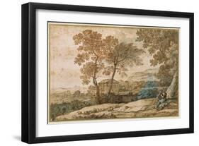 Landscape with a Shepherd and His Dog-Claude Lorraine-Framed Giclee Print