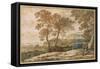Landscape with a Shepherd and His Dog-Claude Lorraine-Framed Stretched Canvas