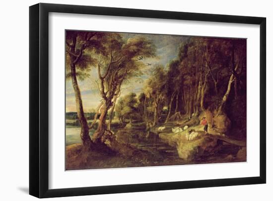 Landscape with a Shepherd-Peter Paul Rubens-Framed Giclee Print