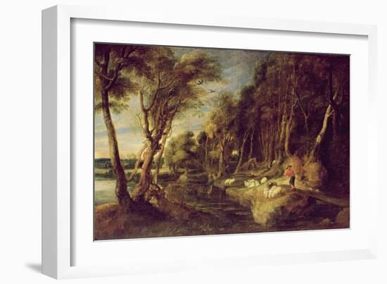 Landscape with a Shepherd-Peter Paul Rubens-Framed Giclee Print