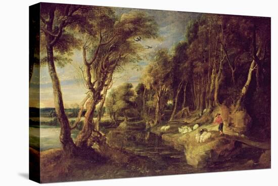 Landscape with a Shepherd-Peter Paul Rubens-Stretched Canvas