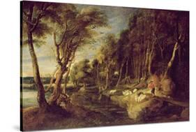 Landscape with a Shepherd-Peter Paul Rubens-Stretched Canvas