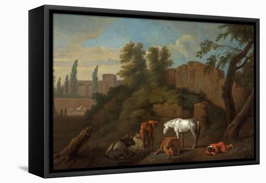 Landscape with a Sleeping Boy, C.1650-null-Framed Stretched Canvas