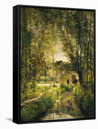 Landscape with a Sunlit Stream, c.1877-Charles Francois Daubigny-Framed Stretched Canvas